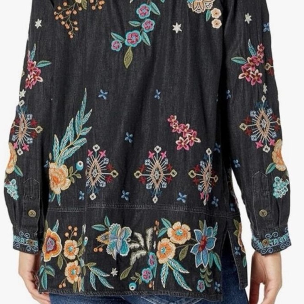 NWT - Johnny Was Black Francisca Floral Embroidered Shirt - PRICE IS FIRM - Picture 9 of 14